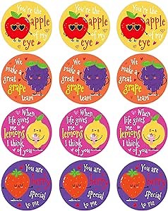 SICOHOME Happy Valentines Day Stickers - 36pcs 1.5in Valentines Stickers for Kids Adults Valentine Label Stickers Envelope Seal Stickers Party Favors Gift Labels - Fruits