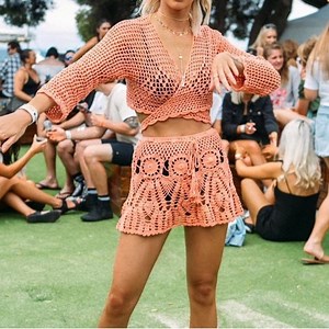 🆕 Andi Bagus | Satu & Florens Crochet Bikini & Skirt Set in Dark Apricot