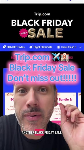 🔥 BLACK FRIDAY - TRAVEL DEALS! 🔥 Black Friday travel mode: ON 🌍✈️ Trip.com’s Mega Sale is here — up to 50% off flights, hotels & more! App-only, limited stock. Hey, I’m Dan, a travel hacker on a mission to save YOU 💸 Follow for daily deals & insider tips! All deals will go live on November 28th! In APP ONLY! Save up to 50% on stays across flights, hotels and more at Trip.com Don’t sleep on this one — deals are super limited. 📌 Link in bio (Google Sheet) 👉 Tag your travel buddy 💾 Save this