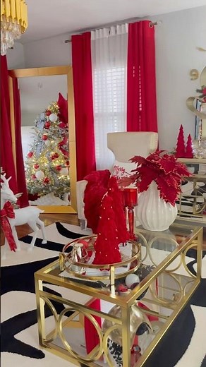 Affordable Christmas decor using shower curtain art #diychristmasdecor #smalllivingroom