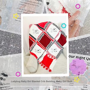 Wrap your little ladybug in love with this adorable handmade crib bedding set  Perfect for a baby girl's nursery, featuring red and black ladybug designs on soft flannel fabric  Only $99.00 for a cozy and unique touch to your baby's room! #ladybugbabygirl #cribbedding #handmadequilts #redandblack #flannelbabyquilt #nurserydecor #babygirl Shop Now https://www.etsy.com/listing/1672733233/ladybug-baby-girl-blanket-crib-bedding | A Vision to Remember | Facebook