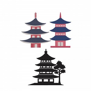 Pagoda Embroidery Design Bundle | Japanese Temple Machine Embroidery | 3 Oriental Building Designs | Instant Download - Etsy