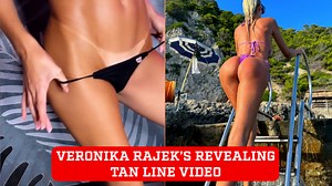 Veronika Rajek almost reveals all in tantalizing bikini tan line video