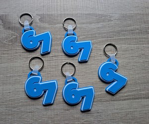 3D Printed "67" Keyring, Brain Rot Bag Tag - Etsy UK