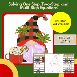 Solving One-Step a 2-Step Equations - Digital WINTER Picture Reveal