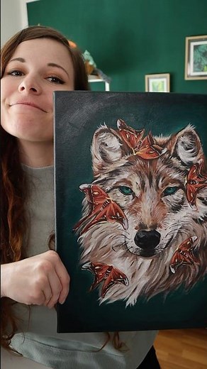 Ich hab wieder mit Acryl gemalt - lieb den Wolf sehr 🐺🦋 #acryl #malen #art #wolf