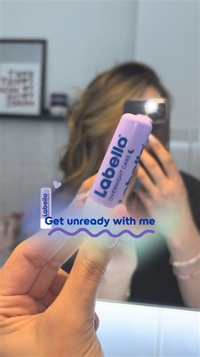 Join me as I get unready with Labello Overnight Repair 💜😴 #labello #lipcare #routine | Labello