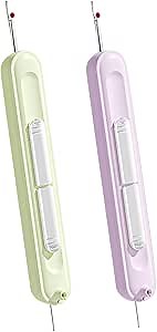 2 in 1 Needle Threader Seam Ripper - Hand Sewing Tool for Knitting Quilting - for Elderly, Compact 2 Pack