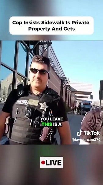 Cop Insists Sidewalk Is Private Property And Gets #auditingamerica #cops #bodycam