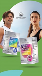 NaturalNest Multy Energy Men&Women Safran içerikli multivitaminlerle gününe değer kat! ​ ​Kalsiyum normal kas fonksiyonuna katkıda bulunur.*​ ​ Magnezyum yorgunluğun ve bitkinliğin azalmasına katkıda bulunur.*​ ​ E vitamini hücrelerin oksidatif stresten korunmasına katkıda bulunur*​ ​ Dengeli ve çeşitli beslenme sağlıklı yaşam için önemlidir.​ ​ *Gıda ve Takviye Edici Gıdalarda Sağlık Beyanı Kullanımı Hakkında Yönetmelik​ ​ #NaturalNest #MultyEnergy #MultiEnergyMan #MultiEnergyWomen #MultiVitami