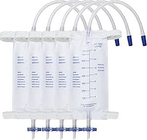 750ml Urine Drainage Bag,Urinary Drainage Bag Latex Free Urine Leg Bag with Anti-Reflux Valve 5pcs