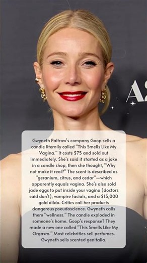 Gwyneth Paltrow Sells A Candle That Smells Like Her Vagina #GwynethPaltrow #Goop #BizarreProducts