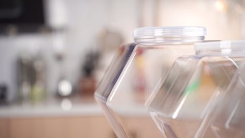 EBOOT 4 Pieces 70 oz Plastic Candy Jars Clear Cookie Jars bulk for Kitchen Counter Hexagon Cookie Jar with Lid Laundry Pod Storage Container Dry Food for Buffet Snack Craft Supplies