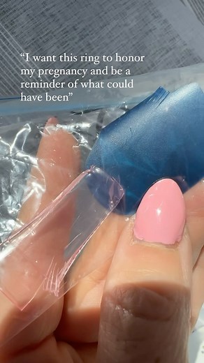 I made this pregnancy test ring using two test caps (pink and blue) as well as the December birthstone (tanzanite) signifying her due date. 🕊️🤍 I also added crushed pink opal to the stones with the pink cap to decrease the translucency and give it a little sparkle 💖 ✨ I hope this mama loves her ring so much and it always reminds her of her angel baby. #pregnancy #pregnancytest #keepsake #keepsakejewelry #miscarriage #miscarriageawareness #wholesome #uniquejewelry #bespoke | Milk Couture Co.