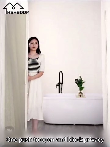 Magnetic Folding Shower Curtain, No Need Rod, Waterproof Quick Dry Polyester with Aluminum Foil Lining, Space-Saving Divider for Bathroom, Bedroom, Kitchen