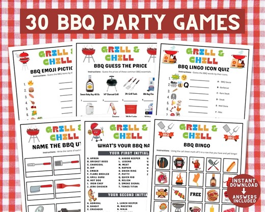 BBQ Grill & Chill Party Games for Adults Kids | I Do BBQ Shower Summer Gathering Printable Activities Answers | Fun Idea for Cookout Reunion - Etsy