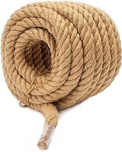 HomeBuddy Nautical Rope - 1 Inch Rope x 50 Feet Thick Rope, Jute Rope for Crafts Manila Rope for Porch Swing, Porch Swing Rope, Twisted Rope, Decorative Rope, Hemp Rope for Decor, Rope for Swing