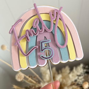 Rainbow Cake Topper (customisable) Colours, Age, and Name - Etsy Australia