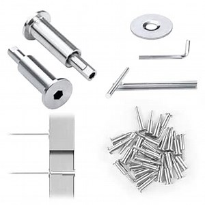 20Pack T316 Invisible Cable Railing Kit 1/8" Swage Tensioner with Adhesive Sleeves for 1/8" Wire Rope 2"x2" Metal Post Stainless Steel Cable Railing Hardware SC05