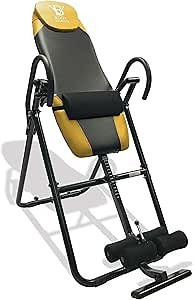 Body Vision IT9825 Premium Inversion Table with Adjustable Head Pillow & Lumbar Support Pad, Yellow - Heavy Duty up to 250 lbs