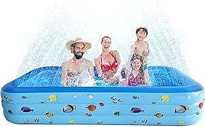 Inflatable Pool for Adults，Inflatable Swimming Pool, 95" X57" X 22" Backyard/Garden/Outdoor Pool, Rectangular Full-Sized Family Lounge Blow-up Pool for Summer Water Party