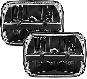 UNI-SHINE 5x7 led headlight 2pcs 7x6 led headlight Reflector Plug and Play H6054 H5054 Hi/Lo Sealed Beam DOT Approved Compatible with jeep Wrangler YJ Compatible with Cherokee XJ