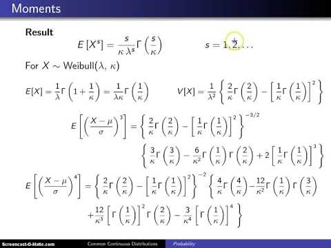 Weibull distribution moments