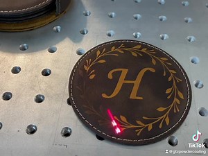 Leather Notepad & Coasters getting personalized with the laser. #gtzlaserengraving | GTZ Powder Coating, LLC