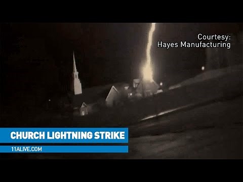 See moment church is struck by lightning