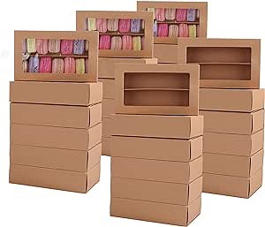 SHUESS Macaron Boxes for 12, 30 Pcs Cookie Boxes With Clear Window, Macaron Gift Box Bakery Packaging Macaron Packaging for Chocolate, Truffles Cake, Desserts, Mini Cupcakes, Muffins