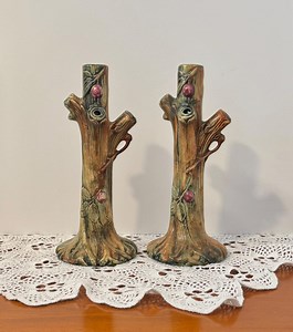 Antique 2 Unique Weller Stem Art Pottery Ceramic Vases Apple Trees Handpainted - Etsy