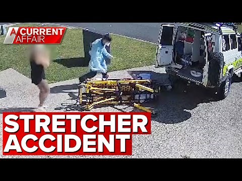 Queensland Ambulance stretcher accident caught on camera | A Current Affair