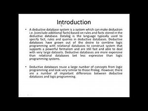 Introduction to Deductive Databases