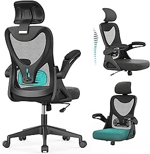 Office Chair - Ergonomic Desk Chair with Adjustable 2D Headrest & Lumbar Support, Til t& Height Adjustment Home Office Desk Chairs