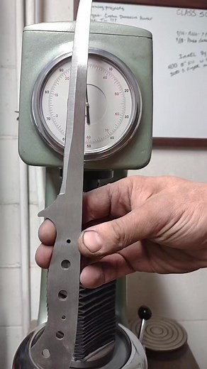 Being able to check the hardness of a blade is just one more step to getting you the best quality and performing knife possible. 58 HRC 👍🏻 #knife #knifemaker #damascusknife #filletknife #Damascus #customknife #birthdaygift #rockwelltester #steinasaurknives | Steinasaur Knives