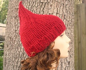 Red Gnome Hat, Chunky Knit Hat, Womens Hat, Mens Hat, Winter Hat, Garden Gnome Hat, Christmas Hat, Gnome Beanie, Knit Beanie, Knit Cap - Etsy