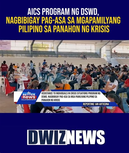 2.4K views · 44 reactions | AICS Program ng DSWD, nagbibigay pag-asa sa mga pamilyang Pilipino sa panahon ng krisis | #THEBETTERNEWS YouTube: www.youtube.com/@DWIZ882Live #dwiz #dwiznews #aliw23 | DWIZ 882 | Facebook