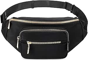 ZORFIN Fanny Packs for Women Men, Fashion Waist Packs, Lightweight Crossbody Bags Belt Bag for Women with Adjustable Strap for Shopping/Casual/Running (Black)