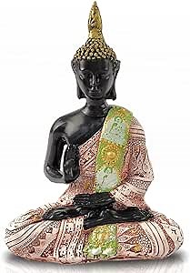 Buddha Statue Small Zen Home Asian Decor Meditating Buddha Figurines, Retro Praying Serene Buddha Sculpture for Living Room Office Table Decoration Spiritual Meditation Alta Room Decorative 6.1”