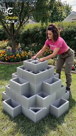 Build a Tiered Garden With Concrete Blocks | Vertical Vegetables Garden Tower DIY #garden #diy