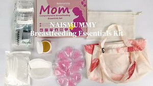 Breastfeeding Essentials Kit for Nursing Moms - Pads, Cover, Nipple Cream 50g, Breastmilk Storage Bag, Hot and Cold Breast Therapy Packs, 55 Piece Gift Set