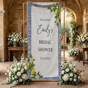 Custom Bridal Shower Welcome Sign | Lemon Banner | Italian Theme | Amalfi Coast Decor | Garden Party - Etsy