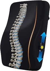 Lumbar Support Pillow for Office Chair Back Support Pillow, Support Point Adjustable Lumbar Pillow Improve Sitting Posture & Back Pain Relief, 2 Adjustable Straps for Chair, Car, Couch, (Black)