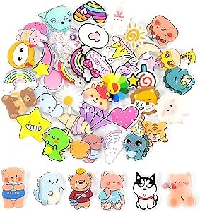 52pcs Cute Pins for Backpacks Kawaii Acrylic Aesthetic Brooch Bear Unicorn Cartoon Backpack Accessories Funny Decorative Pins for Women Teen Girl Clothing Crafts