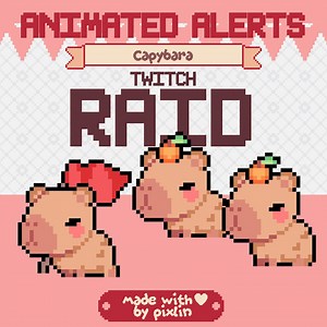 Capybara Raid Pixel Alerts | Cute Animated Pixel Cavy | Cozy Cottagecore Twitch Pet Stream Asset | 3x Pack - Etsy UK