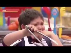 Little boy crying while cooking on MasterChef Junior