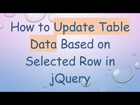 How to Update Table Data Based on Selected Row in jQuery