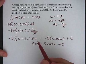 Calculus: Position from Velocity Trig Function