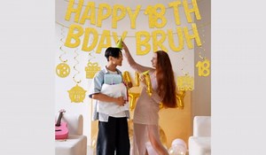 Funny 18th Birthday Decorations for Boys - Happy 18th Bday Bruh Banner with Hanging Swirls, Gold Glitter Cheers to 18 Years Party Supplies