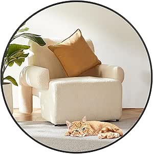 IDEALHOUSE Round Mirror, 18 Inch Circle Mirror, Black Metal Framed Mirrors for Wall, HD Eco-Friendly Mirror, Modern Cute Wall Mirror for Nursery, Living Room, Vanity